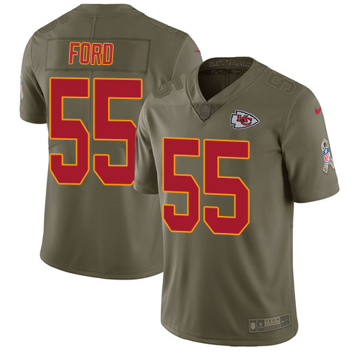 Nike Chiefs #55 Dee Ford Olive Men's Stitched NFL Limited Salute to Service Jersey - Click Image to Close